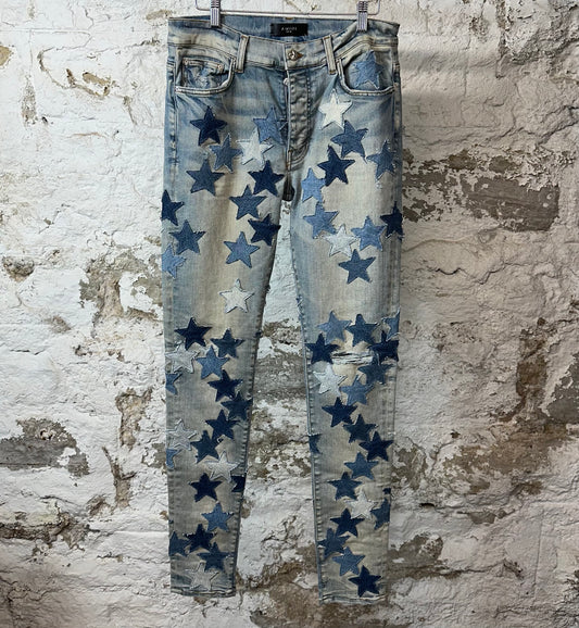 Amiri Chemist Denim Star Blue Denim Jeans Sz 32