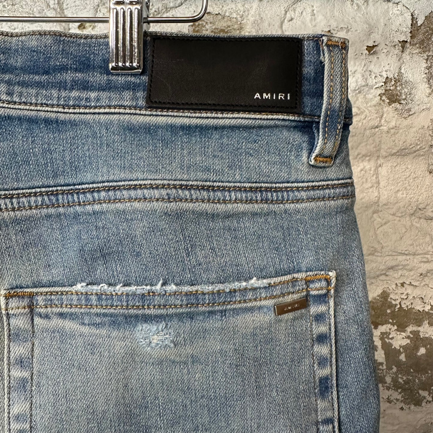 Amiri MX1 Multicolor Flannel Blue Denim Jeans Sz 34