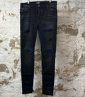 Amiri MX1 Black Blue Patch Black Denim Jeans Sz 38