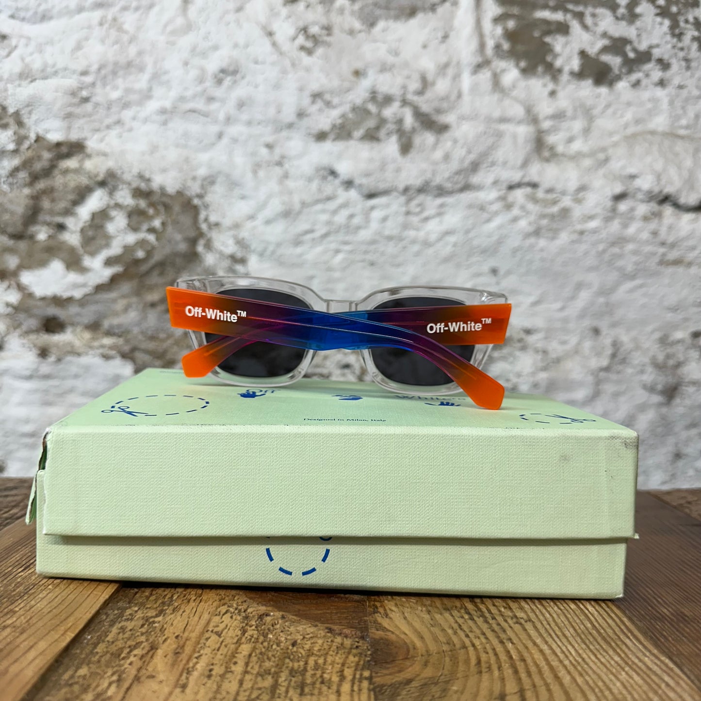 Off White Clear Mulitcolor Glasses W/ Box