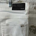 Amiri MX1 White Leather White Denim Jeans Sz 34