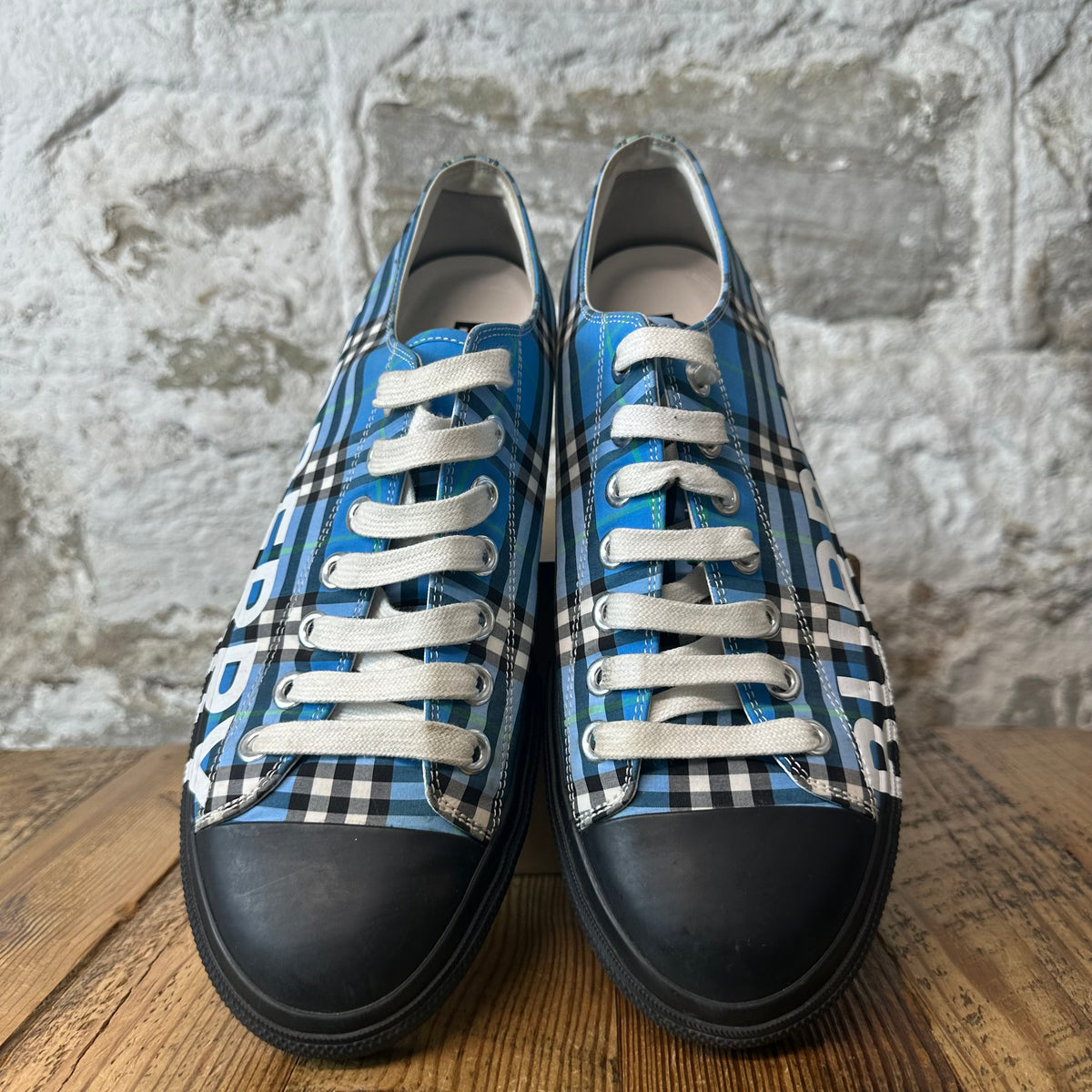 Burberry Larkhall Spellout Blue Plaid Sneaker Sz 10 (43)