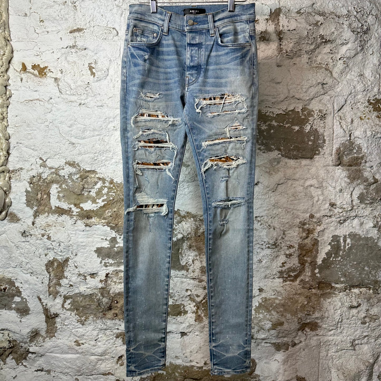 Amiri Leopard Thrasher Blue Denim Jeans Sz 29