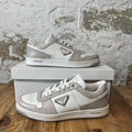 Prada Downtown Leather Grey White Sneaker Sz 8