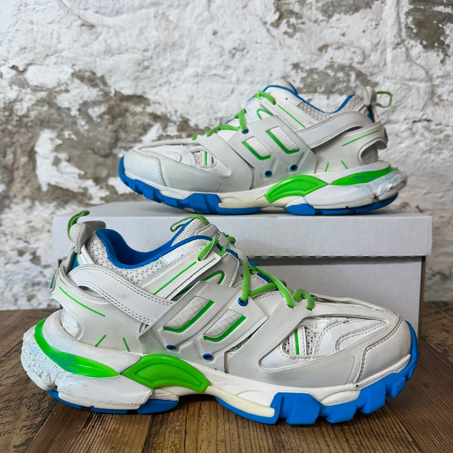 Balenciaga Track Runner White Green Blue Sneaker Sz 7 (40)