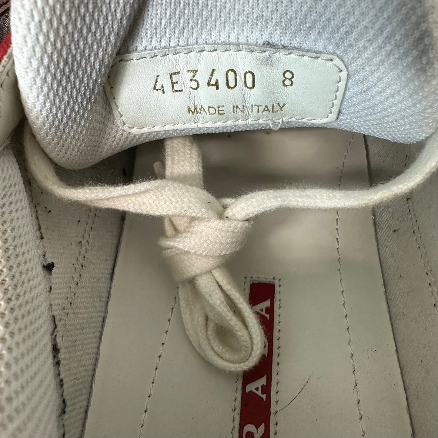 Prada Americas Cup Red Patent Grey White Sneaker Sz 8