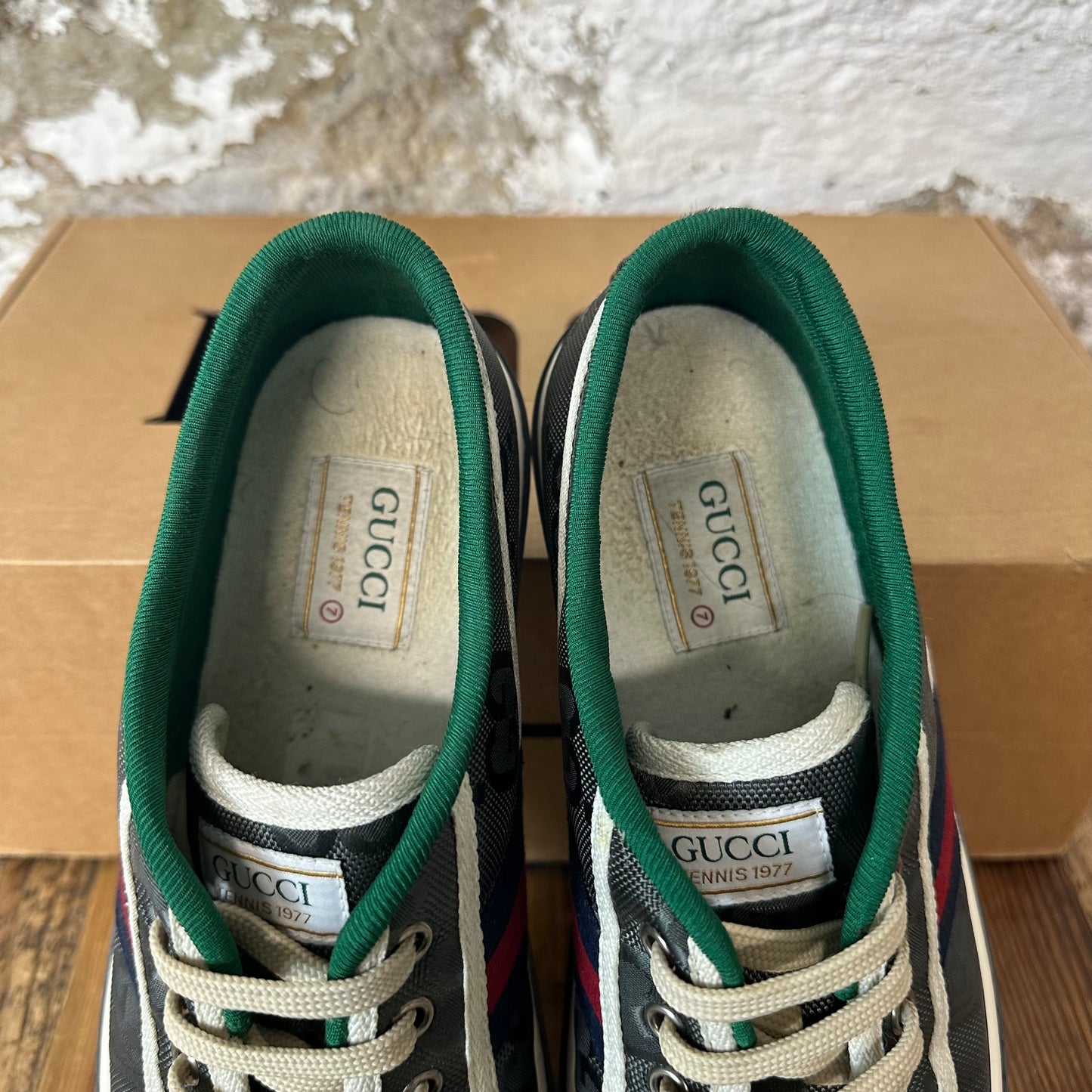 Gucci Tennis 1977 Grey Monogram Sneaker Sz 7