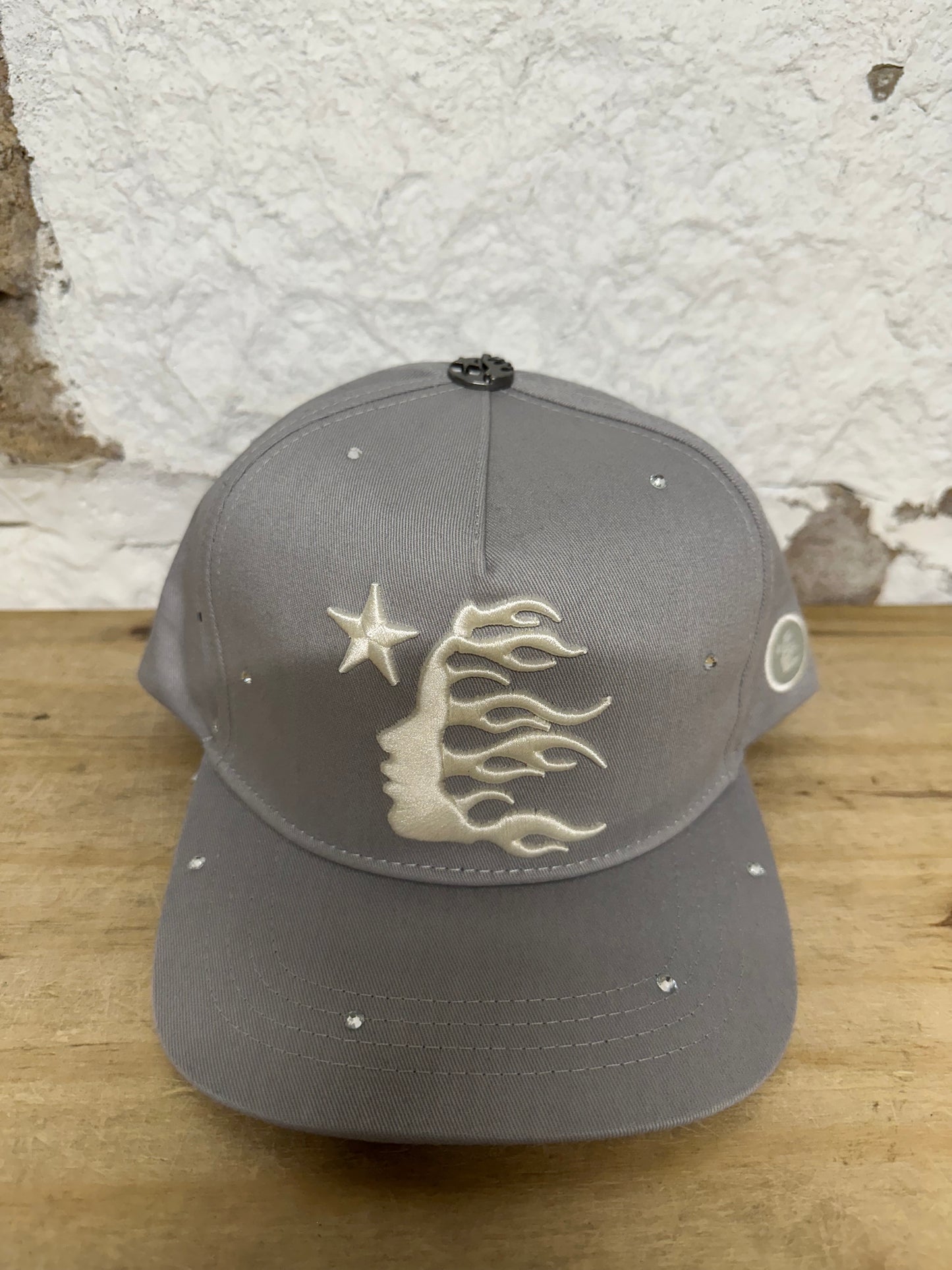 Hellstar Grey Rhinestone Snapback Hat DS