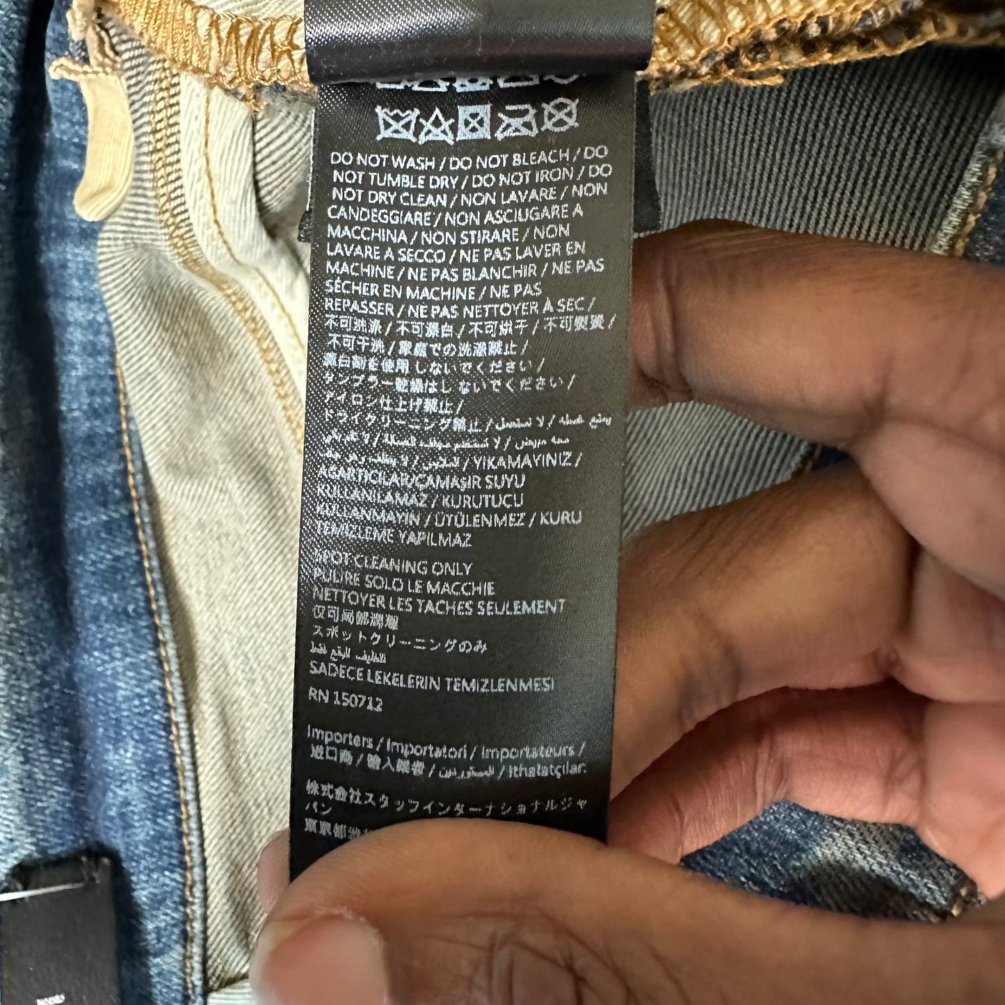 Amiri MX1 Blue Suede Waxed Blue Denim Jeans Sz 28