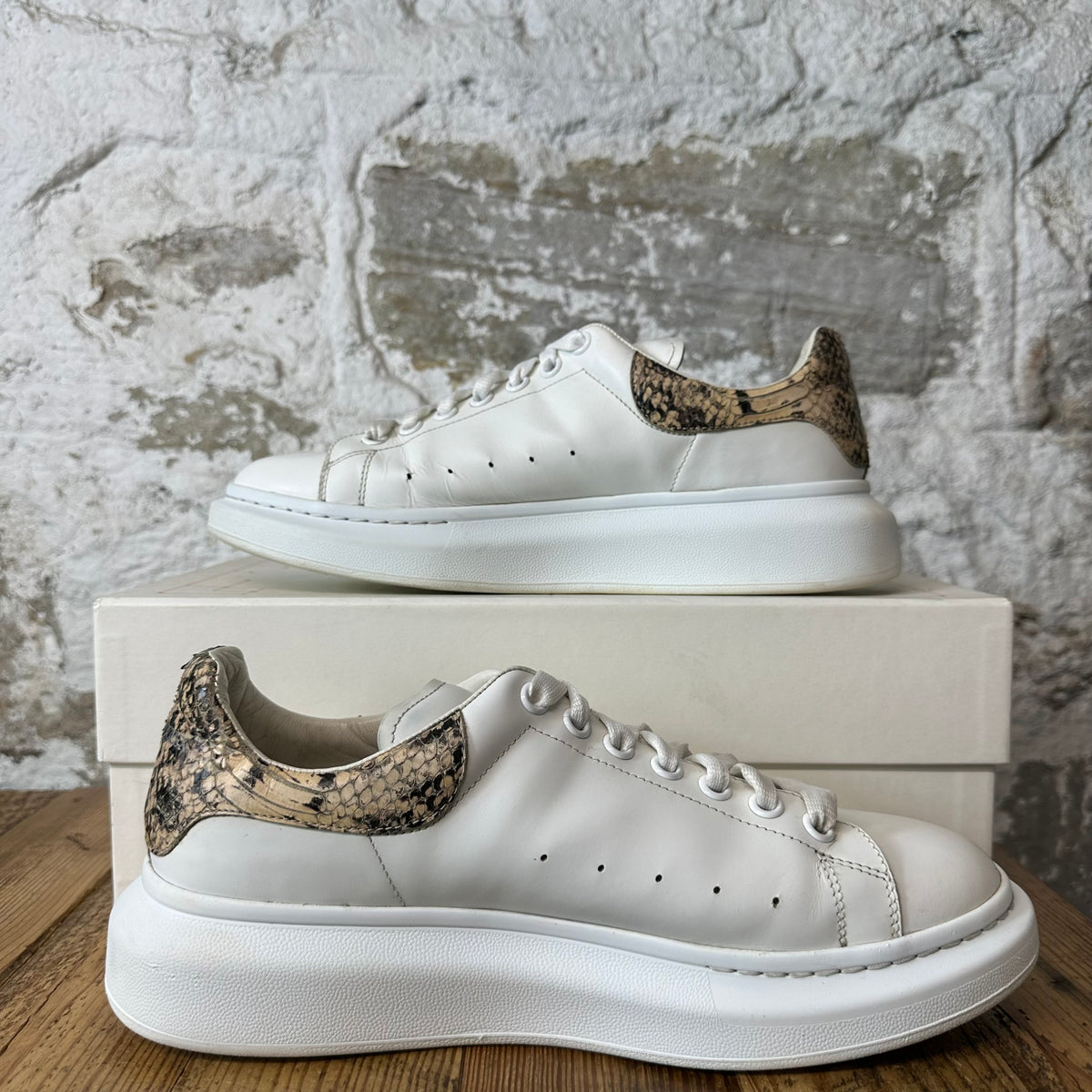 Alexander Mcqueen Snakeskin Tab White Sneaker Sz 10 (43)