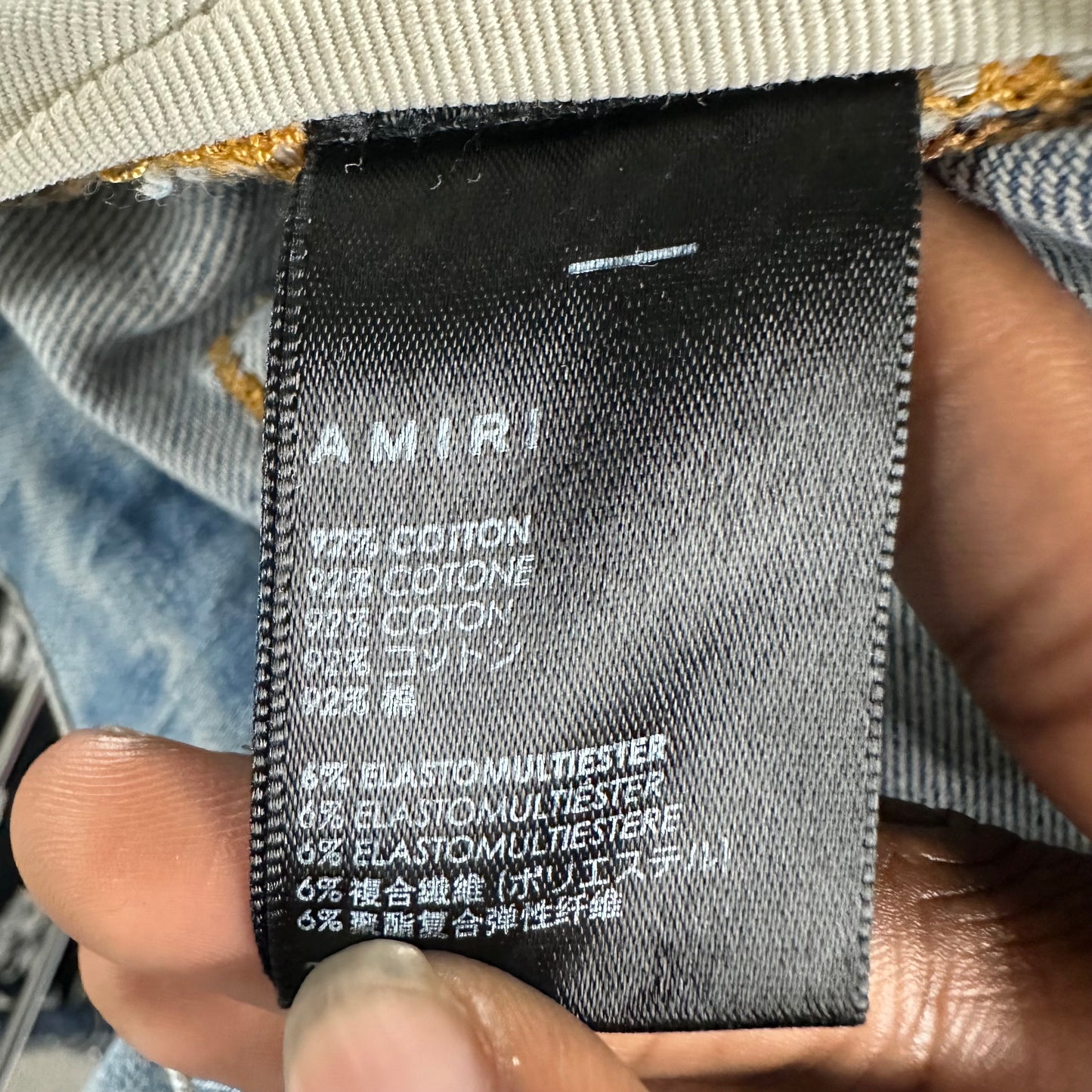 Amiri MX2 Multicolor Flannel Blue Denim Jeans Sz 34