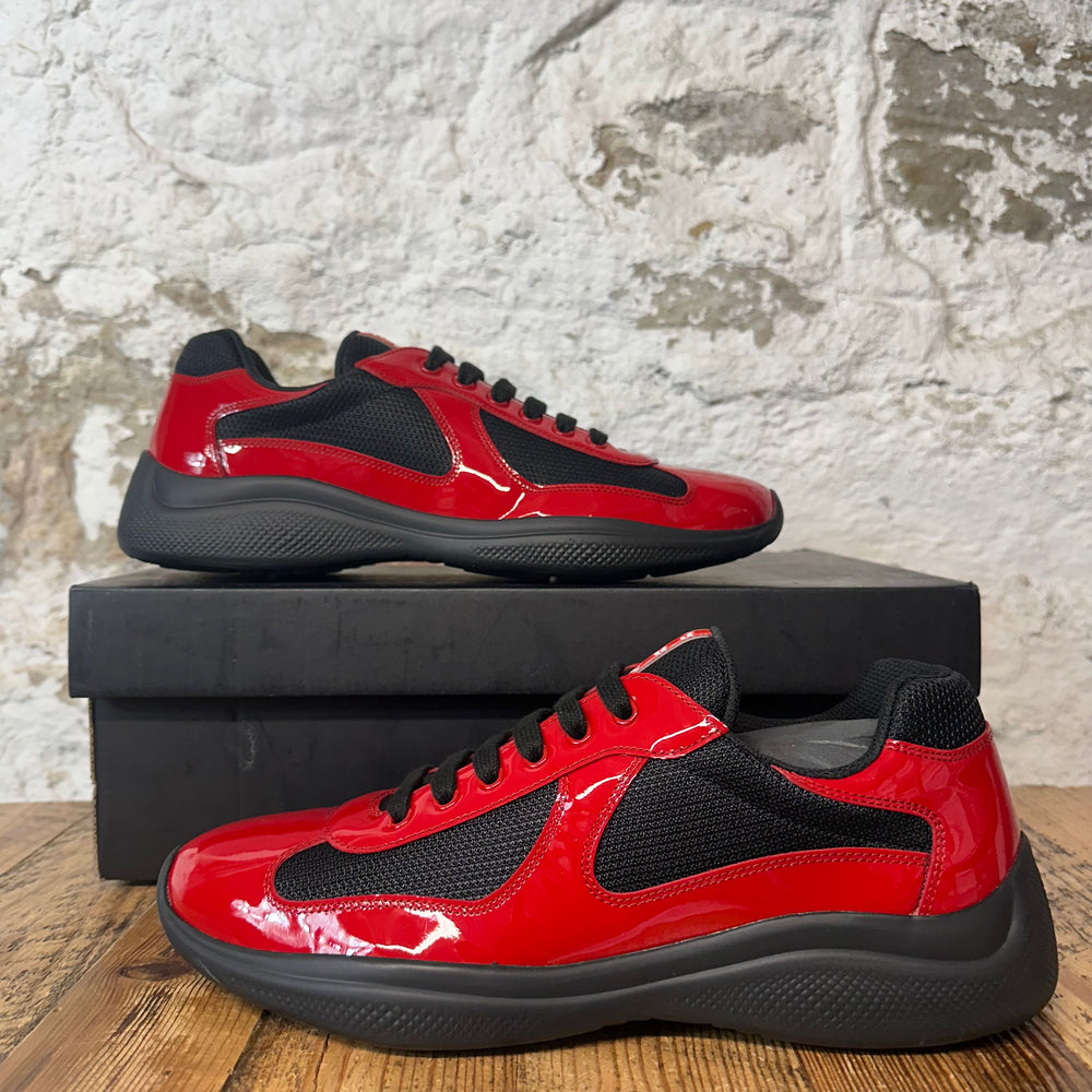 Prada Americas Cup Red Patent Black Sneaker Sz 9