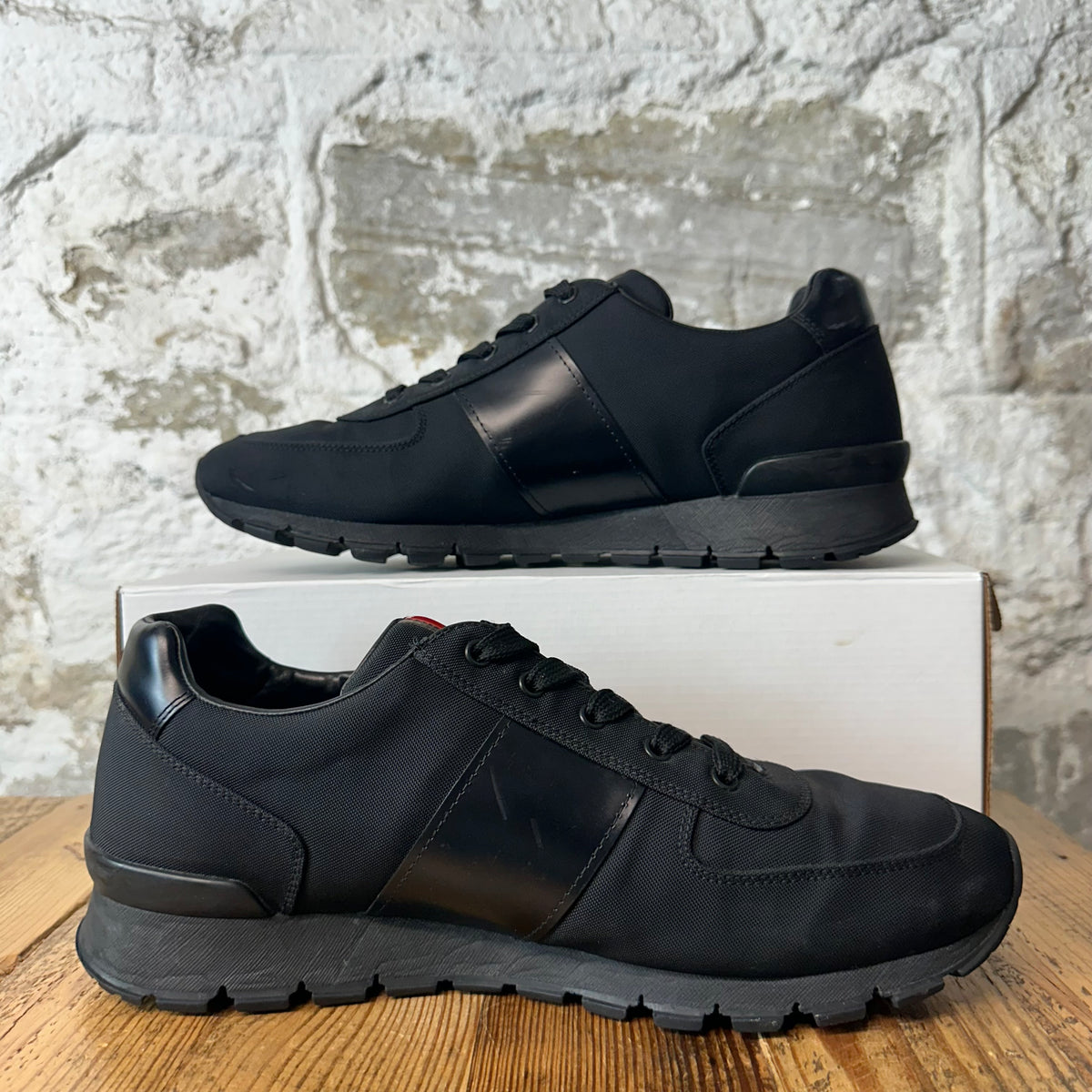 Prada Match Rose Triple Black Sneaker Sz 12