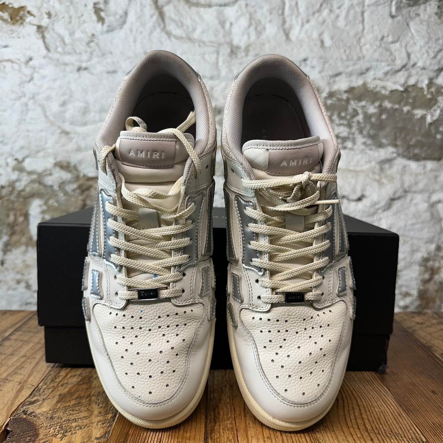 Amiri Silver Skeleton White Cream Sneaker Sz 12 (45)