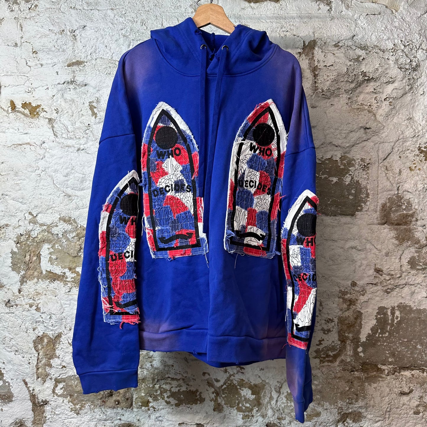 Who Decides War Glory Stained Glass Blue Hoodie Sz XXL