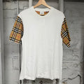 Burberry Plaid Sleeve White T-Shirt Sz XS