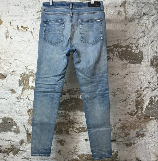Amiri MX1 Camo Patch Blue Denim Jeans Sz 33