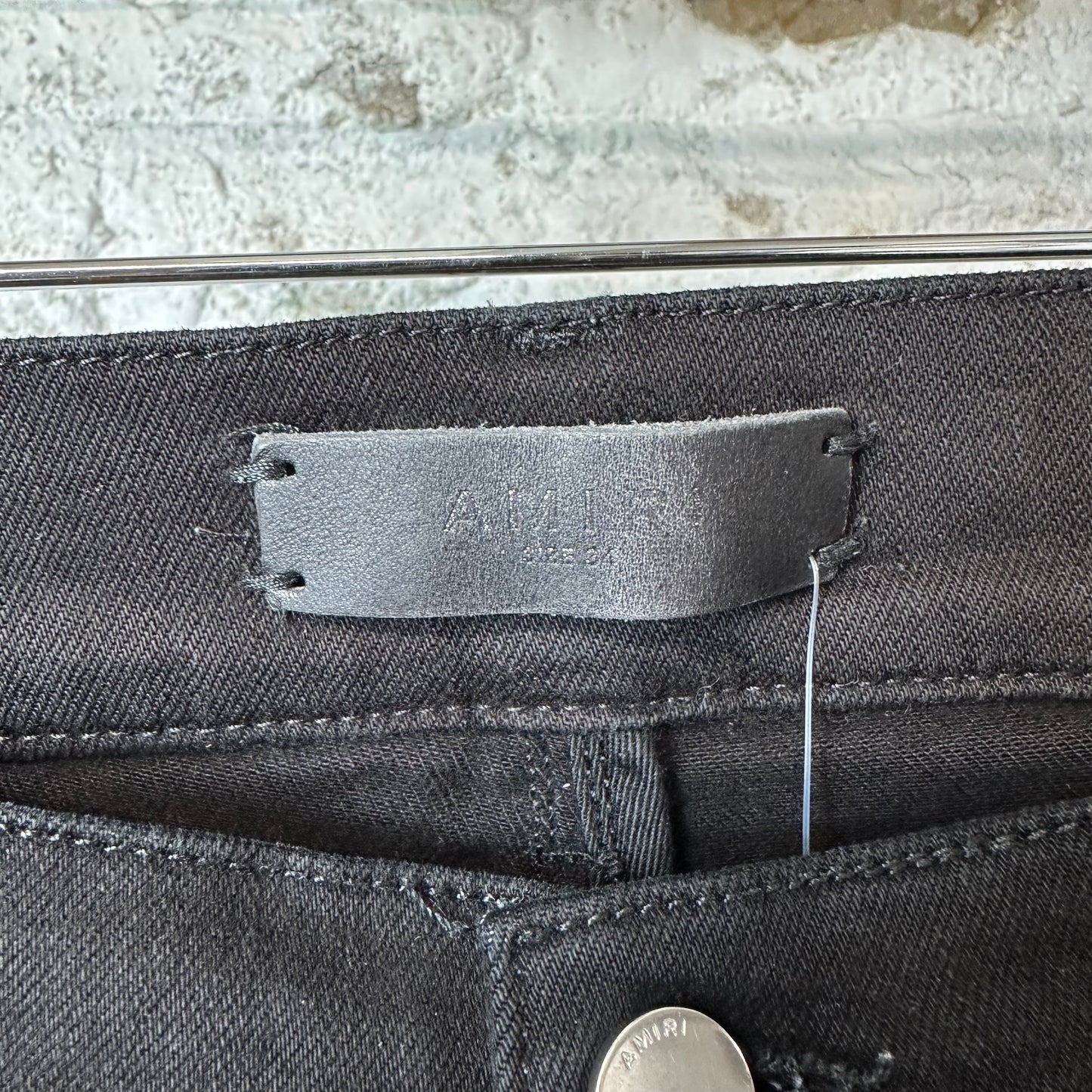 Amiri White Bone Patches Black Denim Jeans Sz 34
