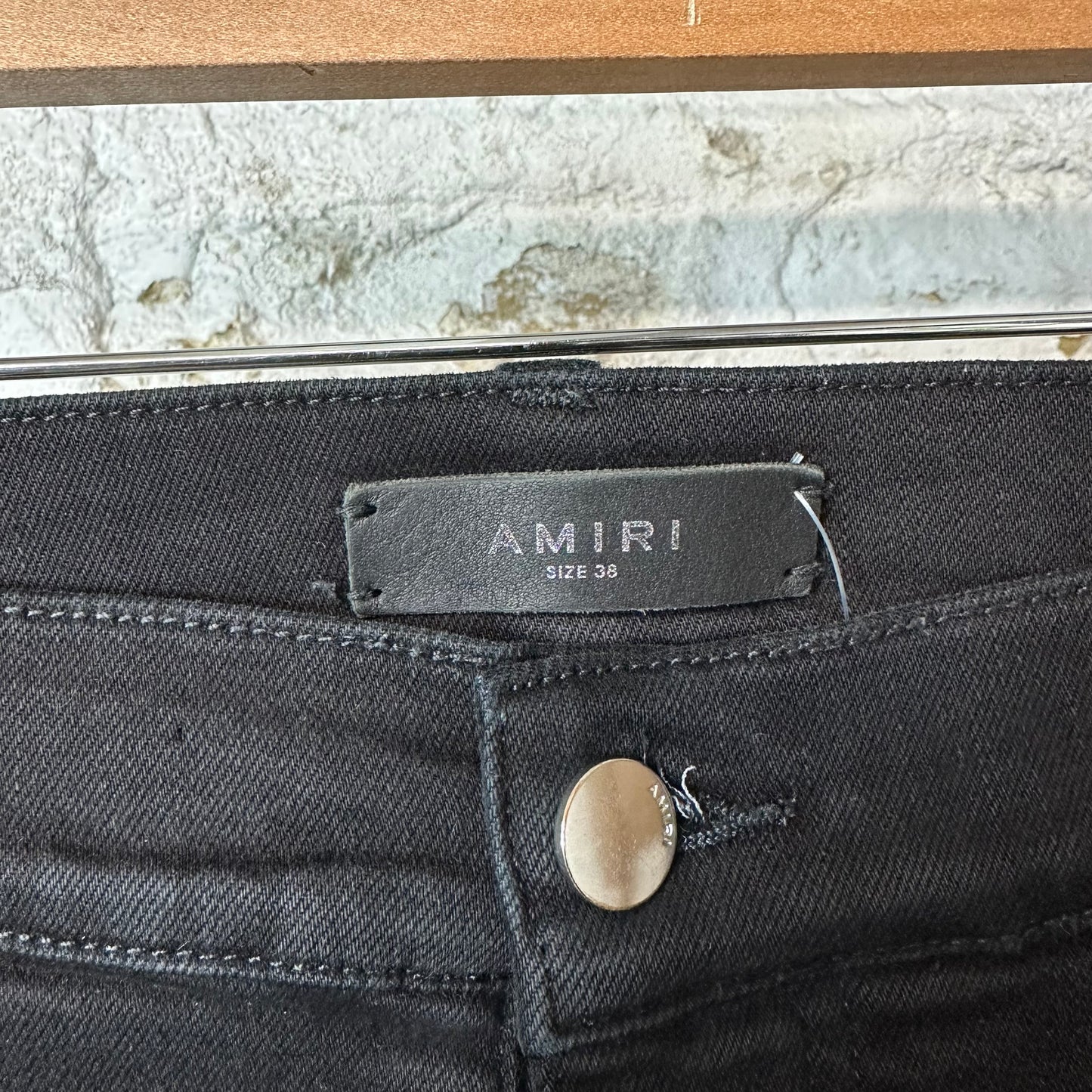 Amiri MX1 Green Suede Black Denim Jeans Sz 38