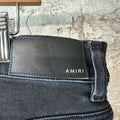 Amiri Varsity Patch Distressed Black Denim Jeans Sz 38