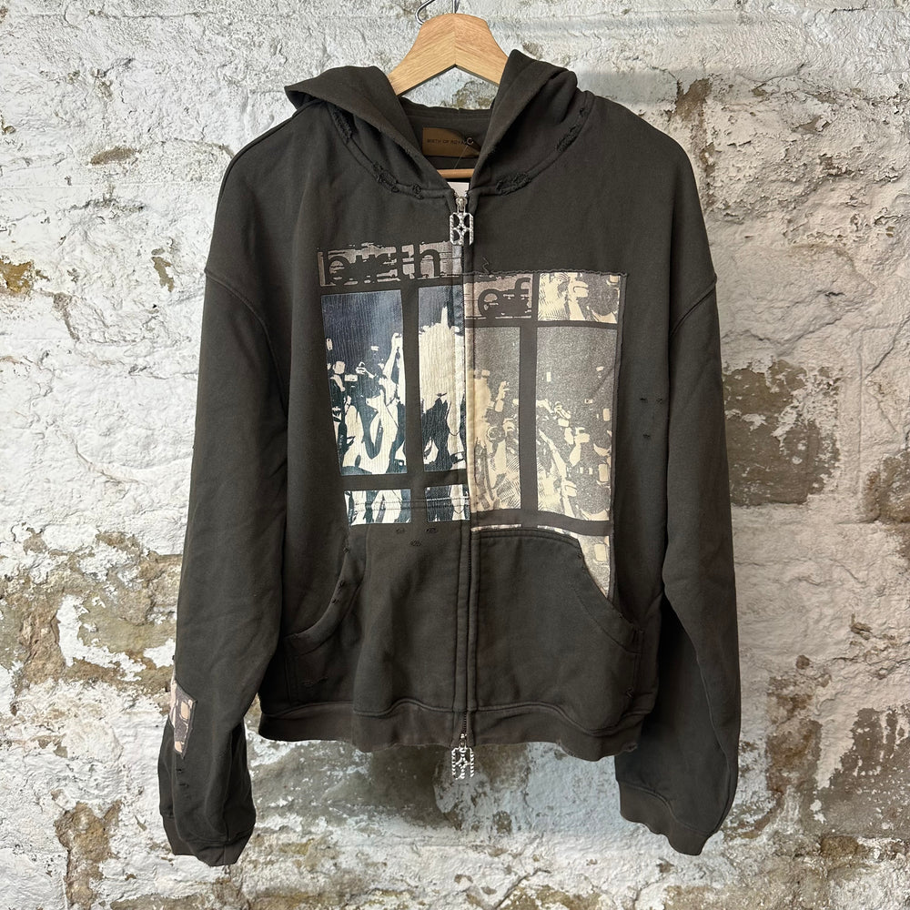 Birth Of Royal Child Flashlight Brown Zip Up Hoodie Sz S
