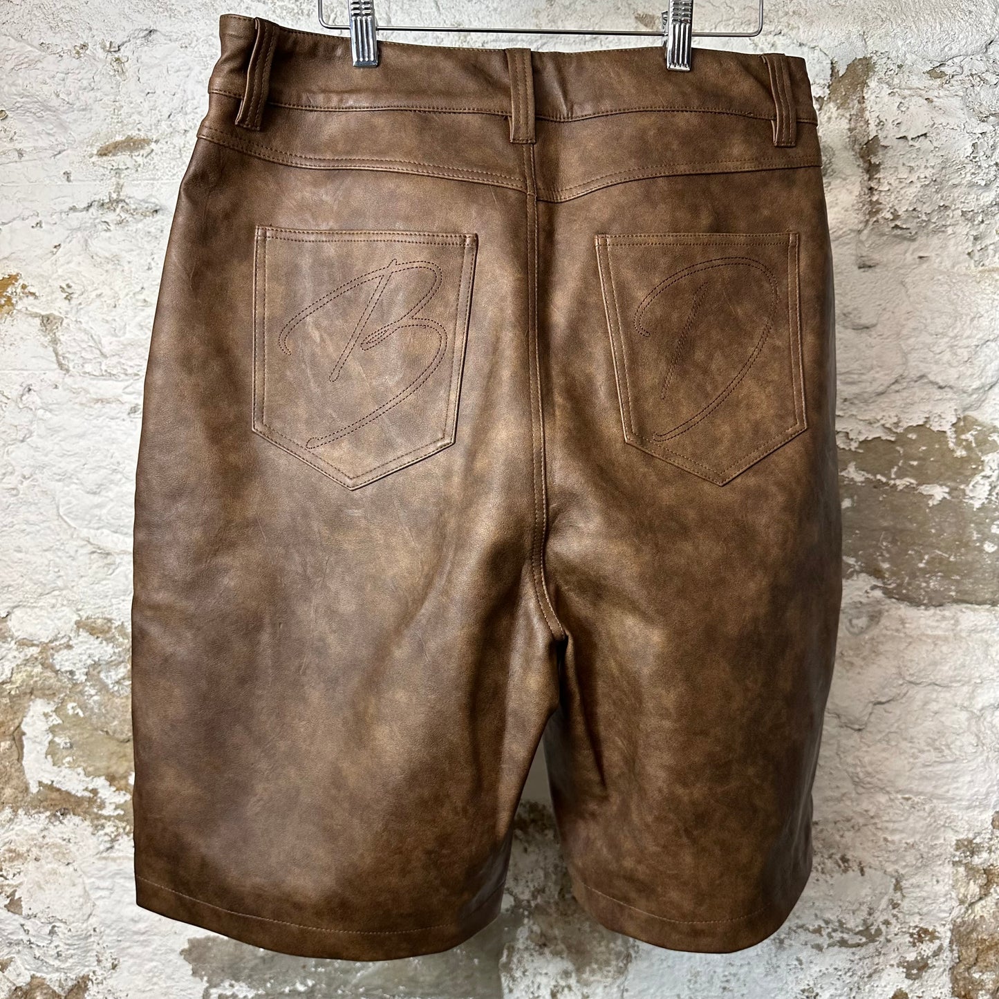 Bottega Desires Brown Leather Shorts Sz 34