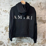 Amiri White AM Logo Black Zip Up Hoodie Sz M