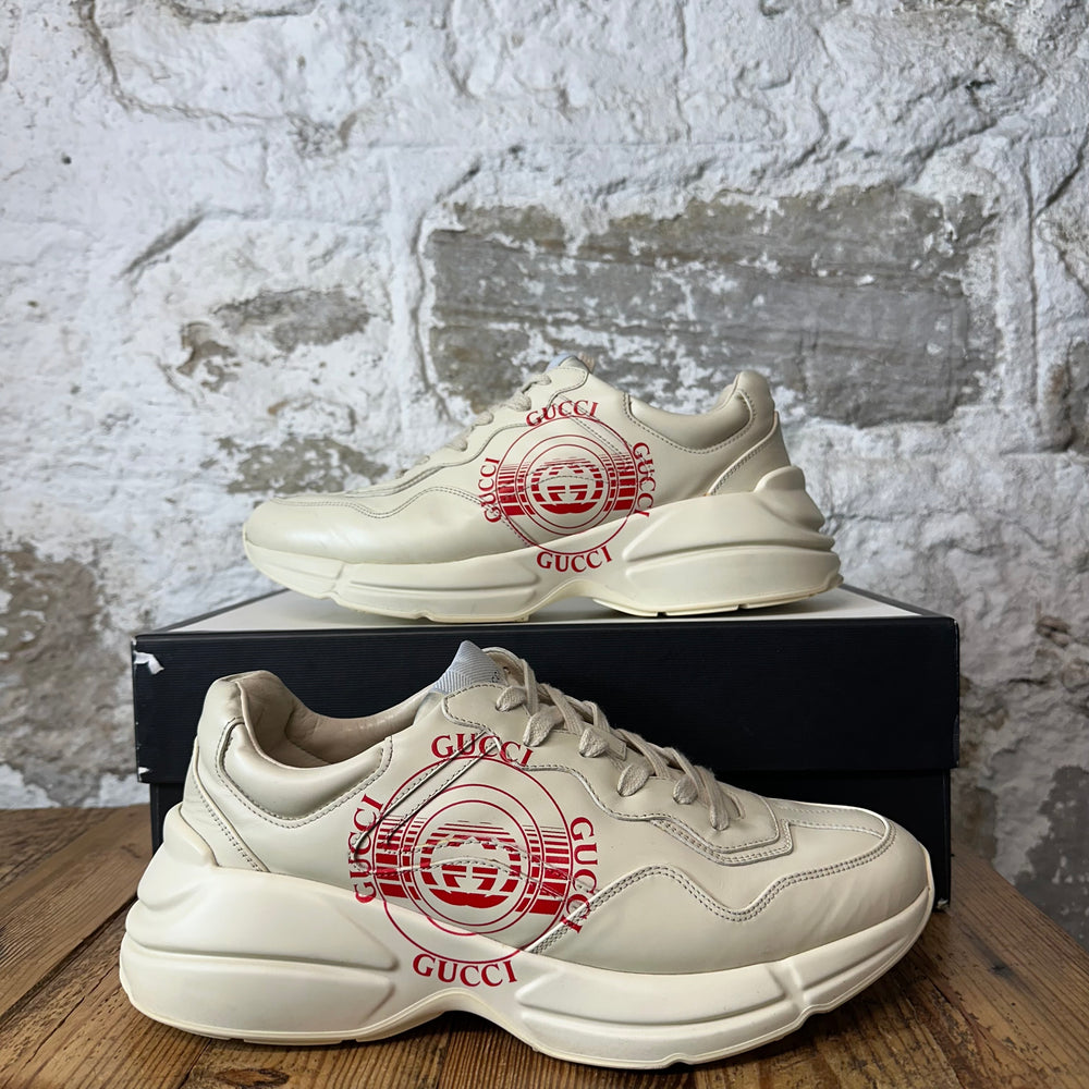 Gucci Rhyton Red Logo Cream Sneaker Sz 9