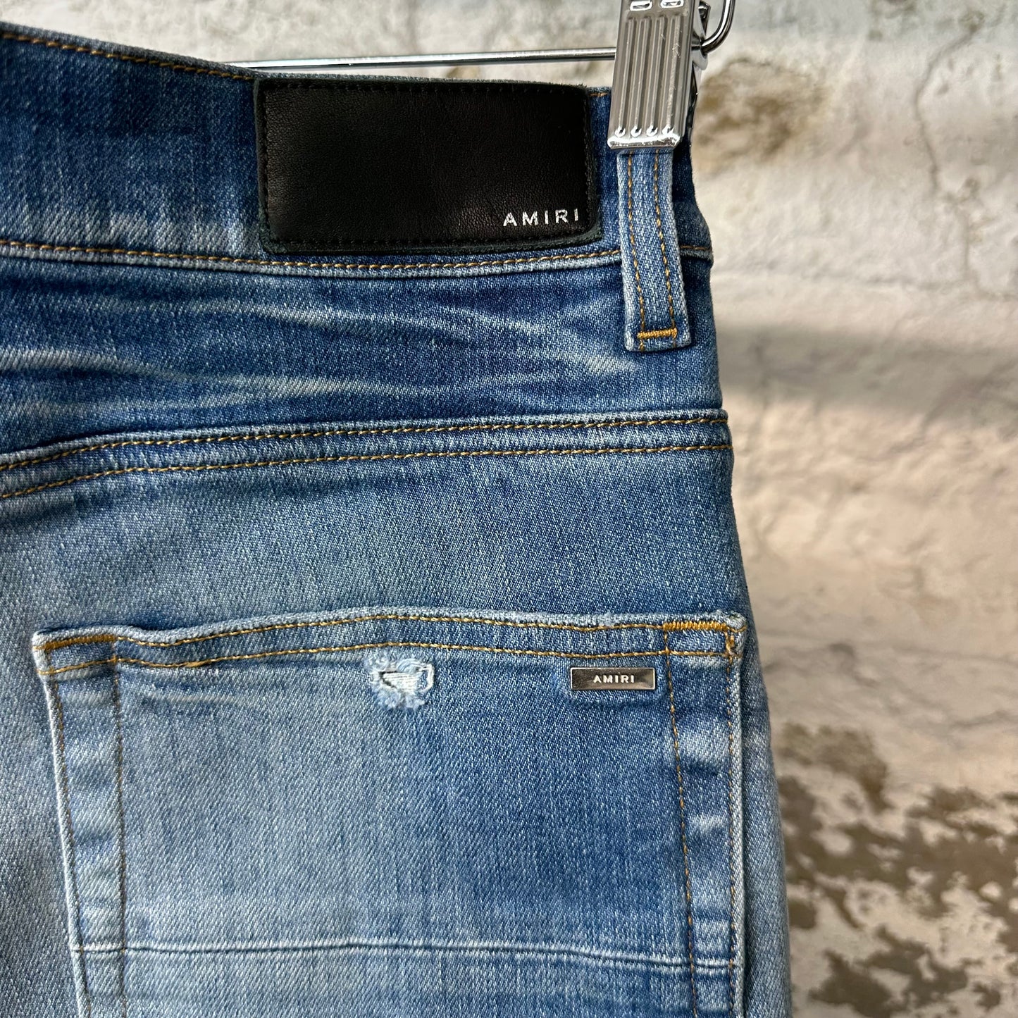 Amiri Plain Blue Honeycomb Denim Jeans Sz 31
