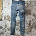 Amiri Purple Suede Core Logo Blue Denim Jeans Sz 32
