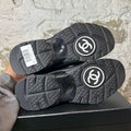 Chanel CC Triple Black Trainer Sneaker Sz 6 (38.5) DS