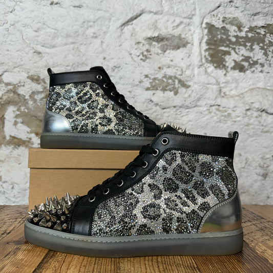 Christian Louboutin High Black Silver Crystal Spike Sneaker Sz 9 (42)