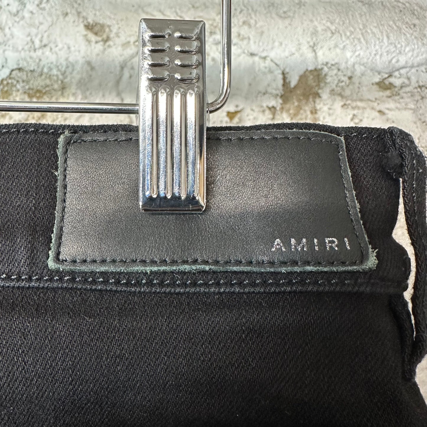 Amiri White AM Stripe Black Denim Jeans Sz 33