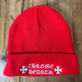 Chrome Hearts White Spell Logo Red Beanie