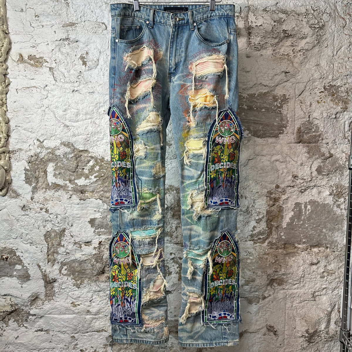 Who Decides War Multicolor Fusion Blue Denim Jeans Sz 30