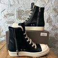 Rick Owens High Black Leather Milk Sneaker Sz 8 (41)