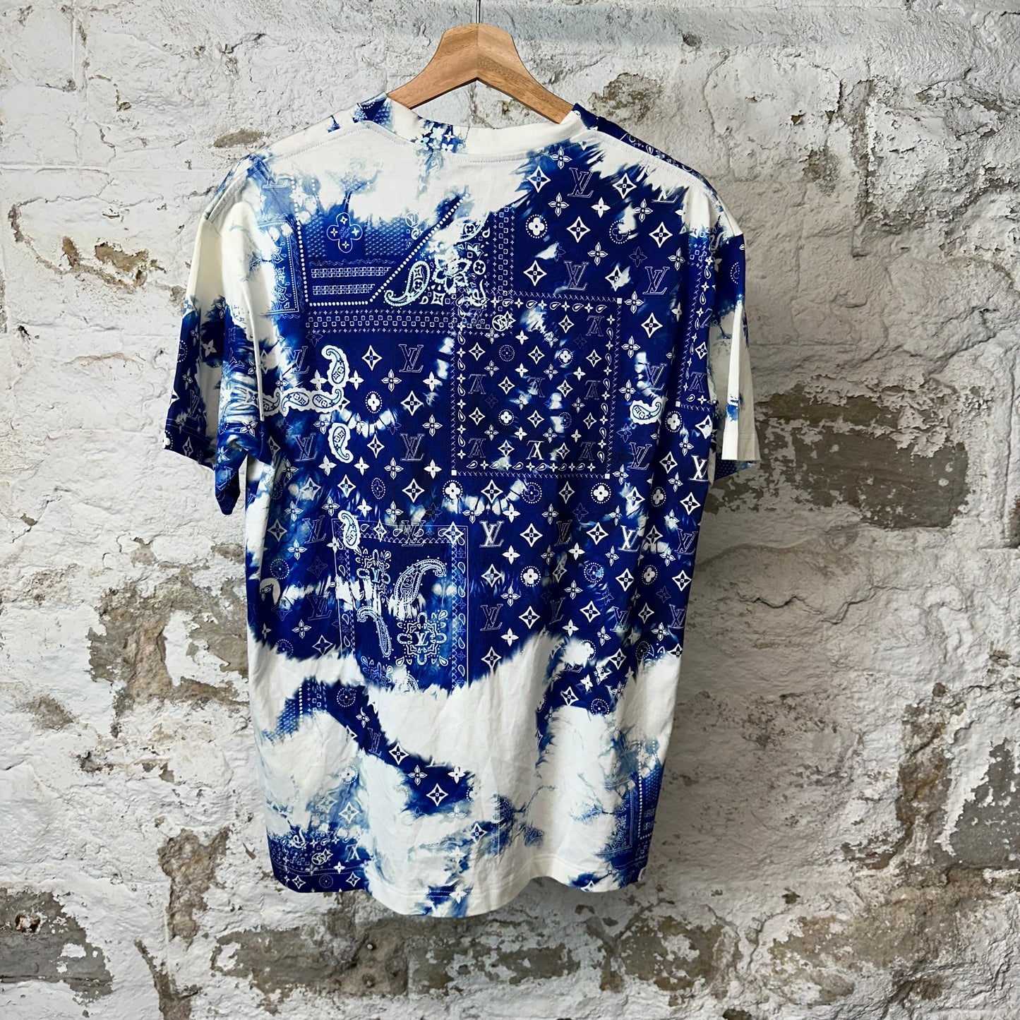 Louis Vuitton Blue Monogram Bandana T-shirt White Sz S