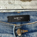 Amiri Distressed Side Spell Blue Denim Jeans Sz 34