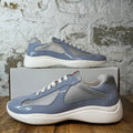 Prada Americas Cup Celeste Patent Grey White Sneaker Sz 9