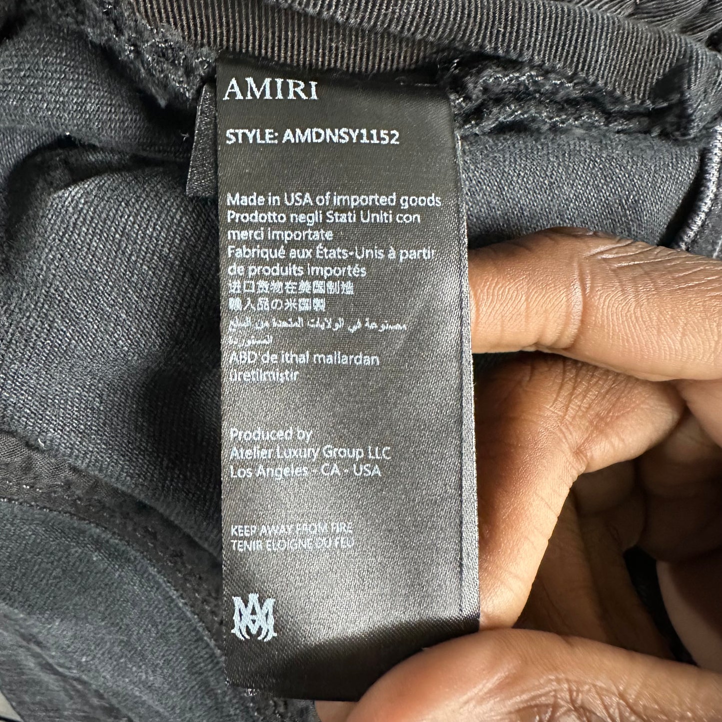 Amiri Hollywood Logo Faded Black Denim Jeans Sz 34