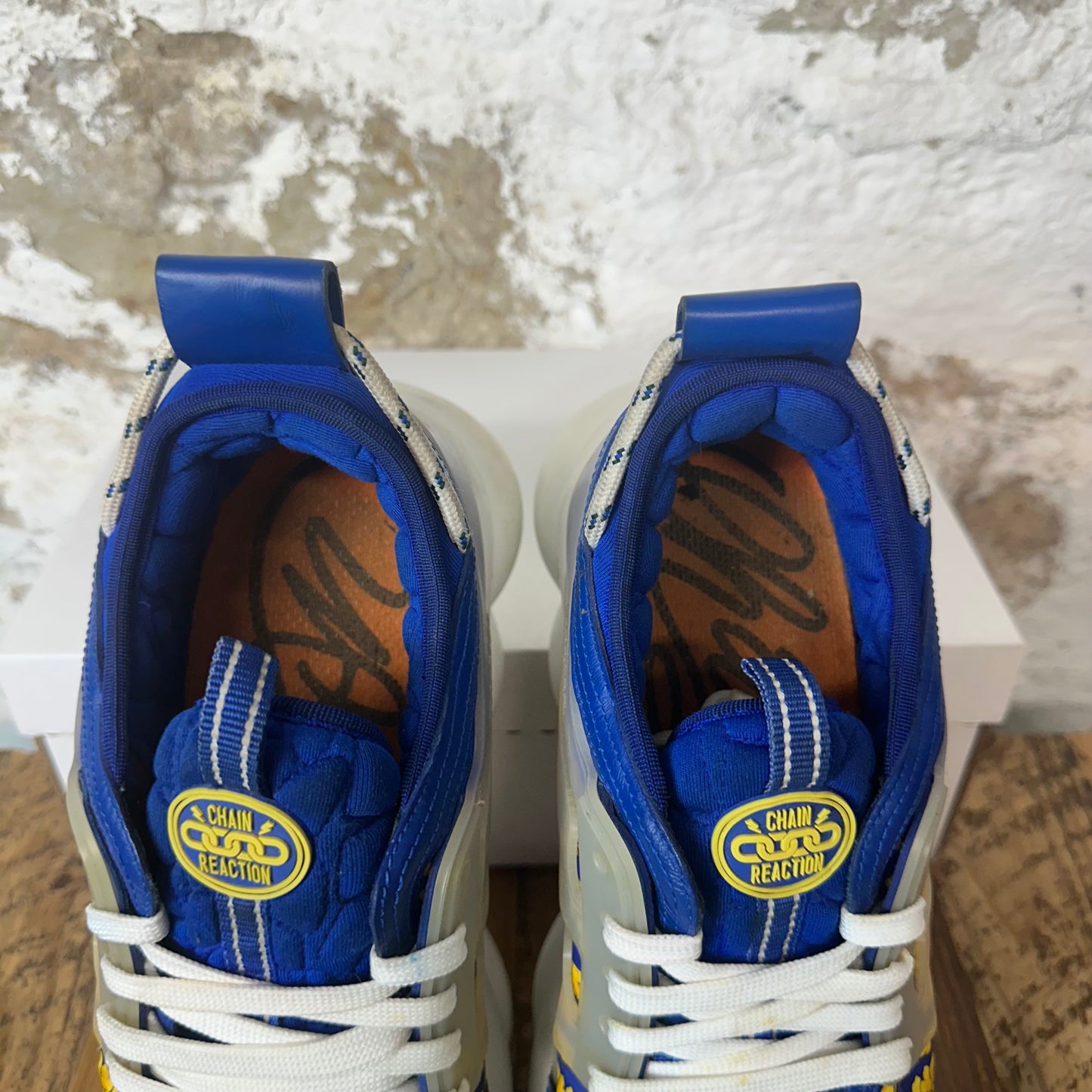 Versace Chain Reaction Blue Yellow White Sneaker Sz 10 (43)