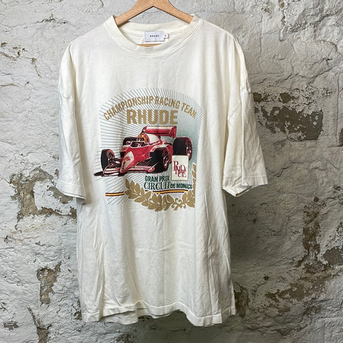 Rhude Grand Priz T-shirt Cream Sz XXL