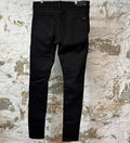 Amiri MX1 Black Leather Black Denim Jeans Sz 36