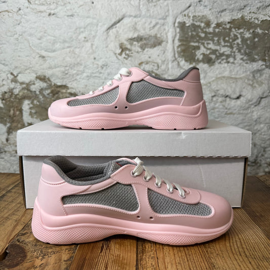 Prada Americas Cup Pink Rubber Grey Sneaker Sz 6 (38)