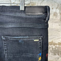 Amiri Multicolor Paint Splatter Black Denim Jeans Sz 36