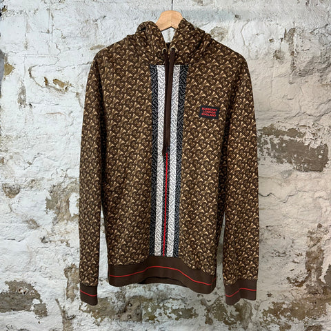 Burberry Brown Monogram Stripe Hoodie Sz M