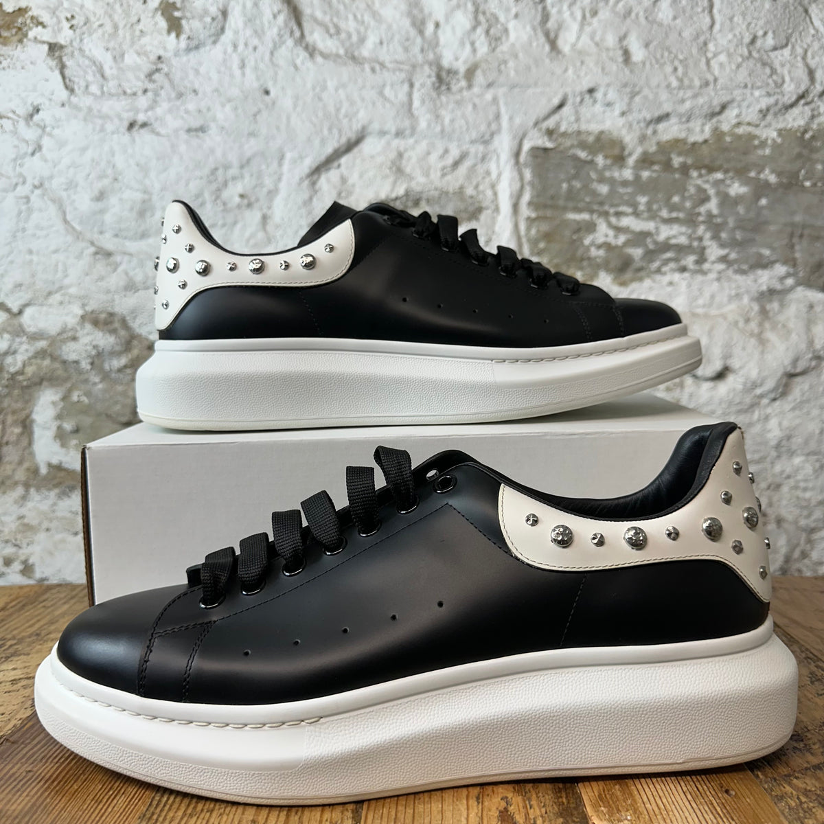 Alexander McQueen Studded Tab Black White Sneaker Sz 14 (47)
