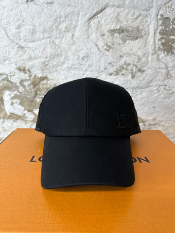 Louis Vuitton Small Logo Black Monogram Hat W/ Box