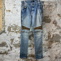 Amiri MX2 Yellow Brown Patch Blue Denim Jeans Sz 36