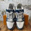 Louis Vuitton Denim Monogram White Trainer Sneaker Sz 10.5 (9LV)